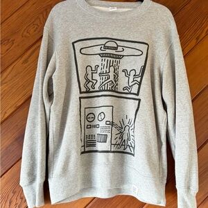 Uniqlo UT Keith Haring Sweatshirt Large Gray 1982 First Exhibition NYC